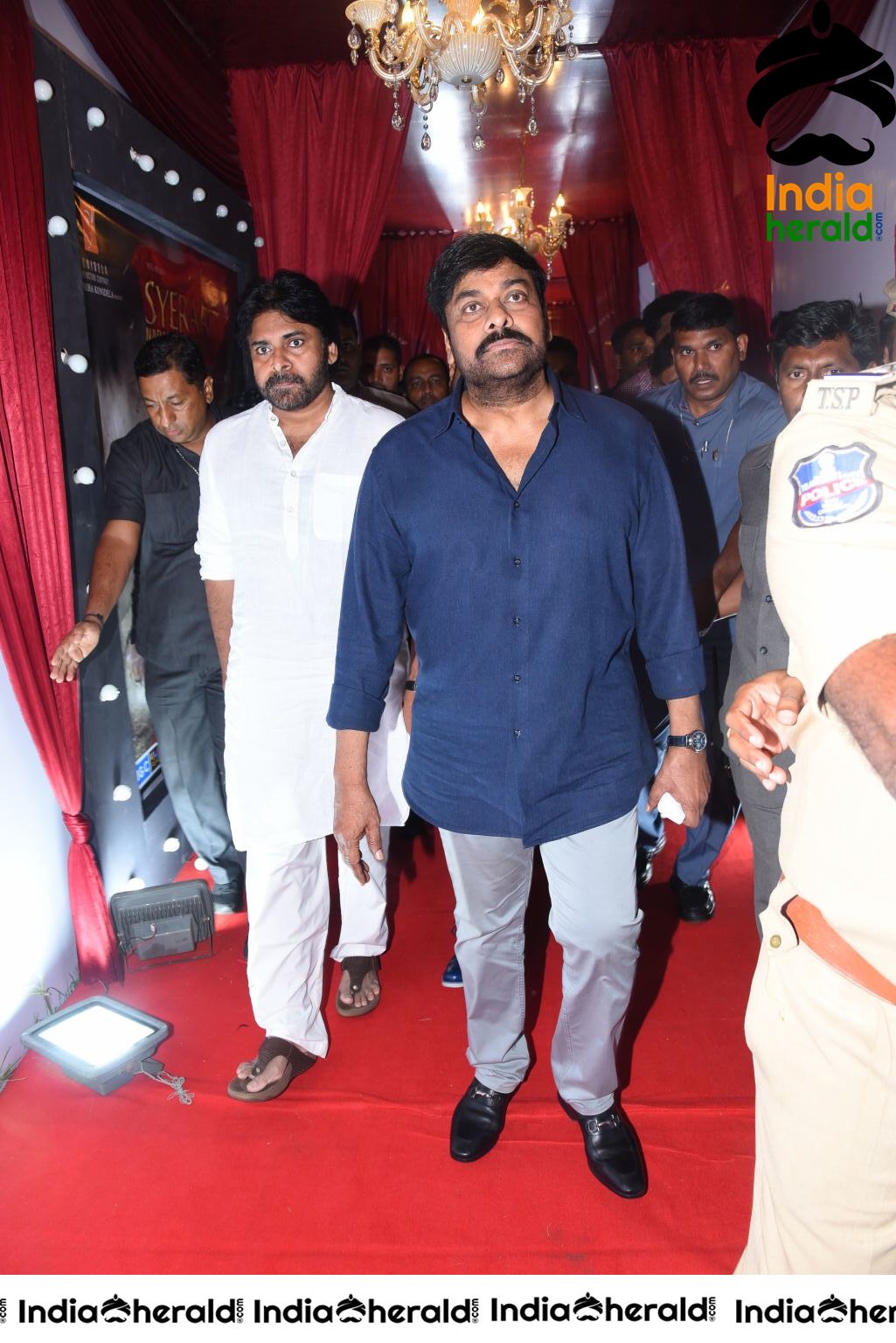 Actor Pawan Kalyan and Chiranjeevi arriving At Sye Raa Pre Release Event Set 2