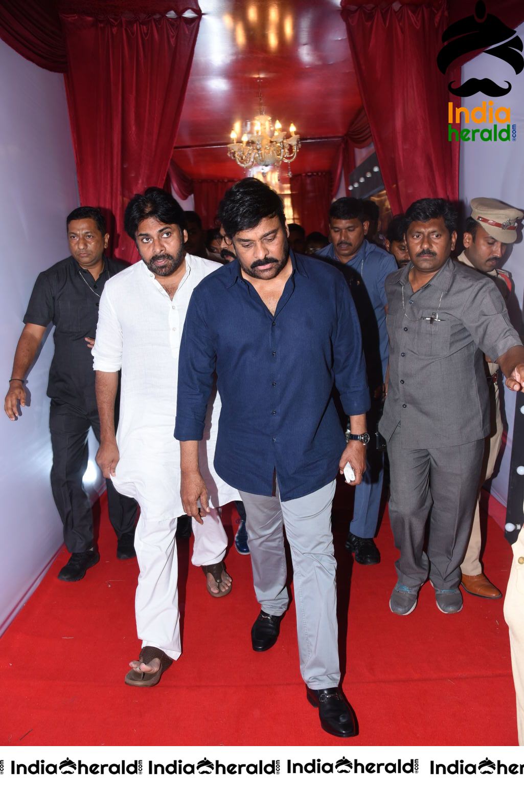 Actor Pawan Kalyan and Chiranjeevi arriving At Sye Raa Pre Release Event Set 2