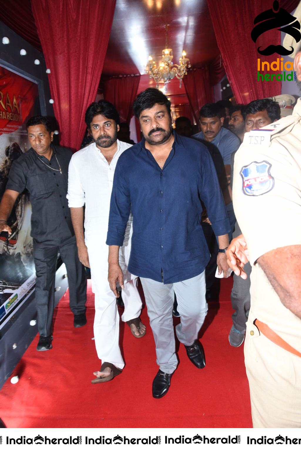 Actor Pawan Kalyan and Chiranjeevi arriving At Sye Raa Pre Release Event Set 2