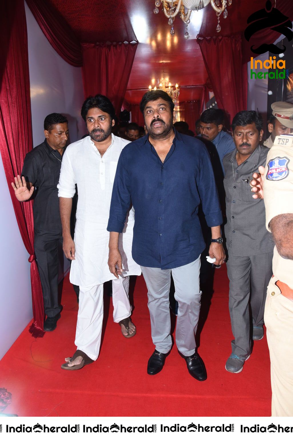 Actor Pawan Kalyan and Chiranjeevi arriving At Sye Raa Pre Release Event Set 2