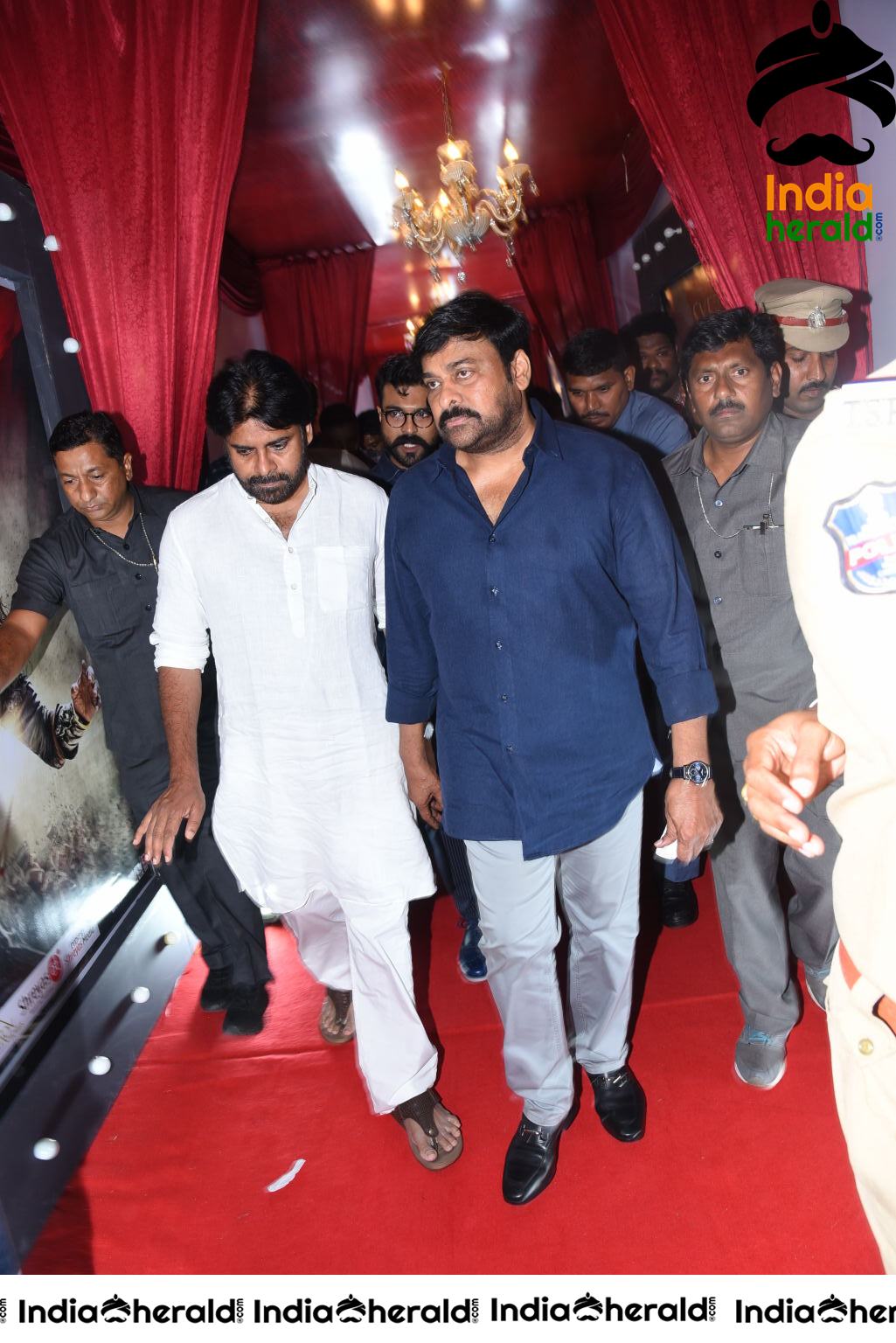 Actor Pawan Kalyan and Chiranjeevi arriving At Sye Raa Pre Release Event Set 2