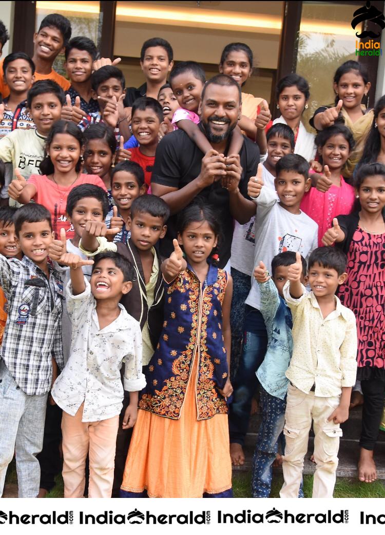 Actor Raghava Lawrence Photos with Orphaned Kids