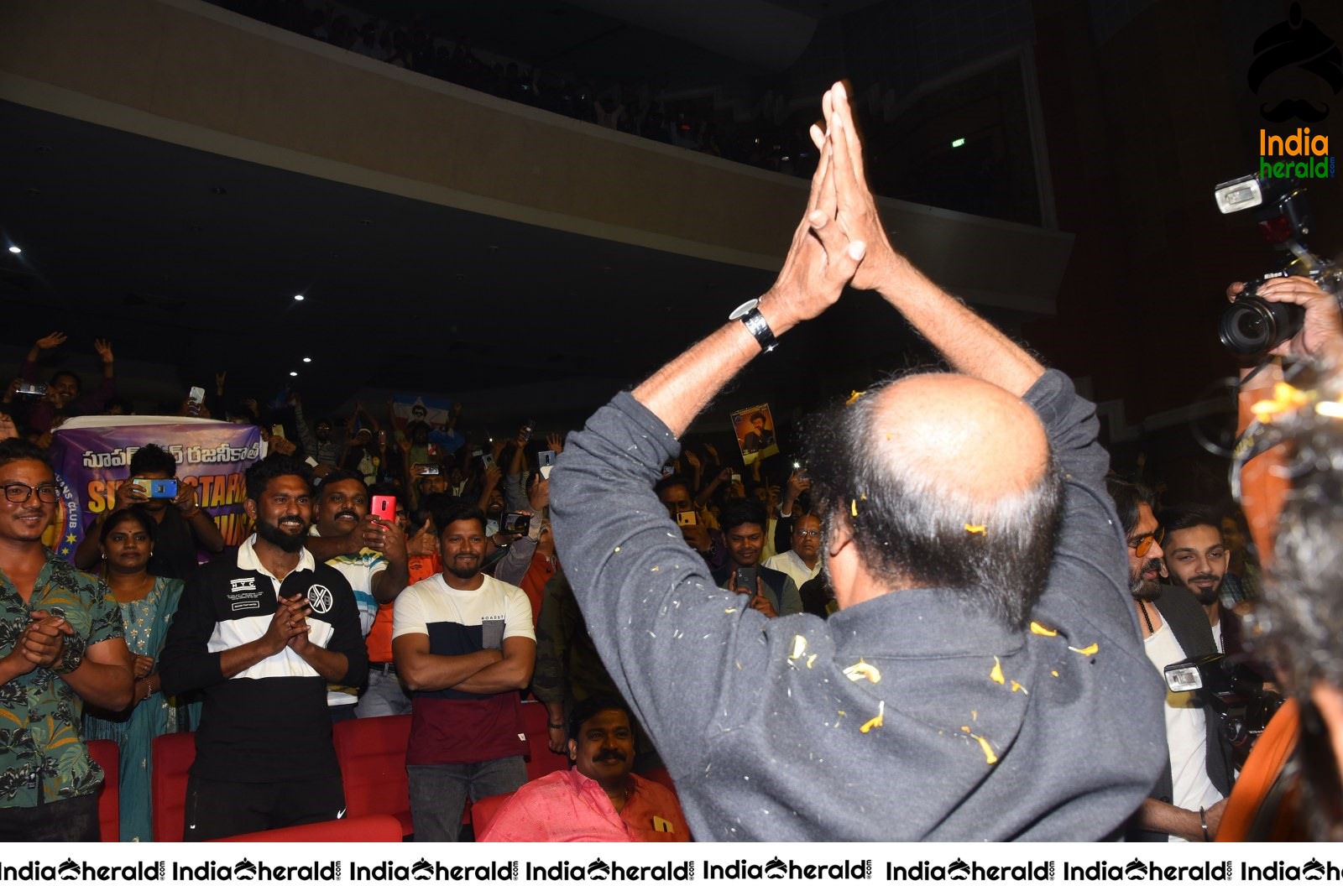 Actor Rajini waves to his Fans who gathered in large numbers Set 2