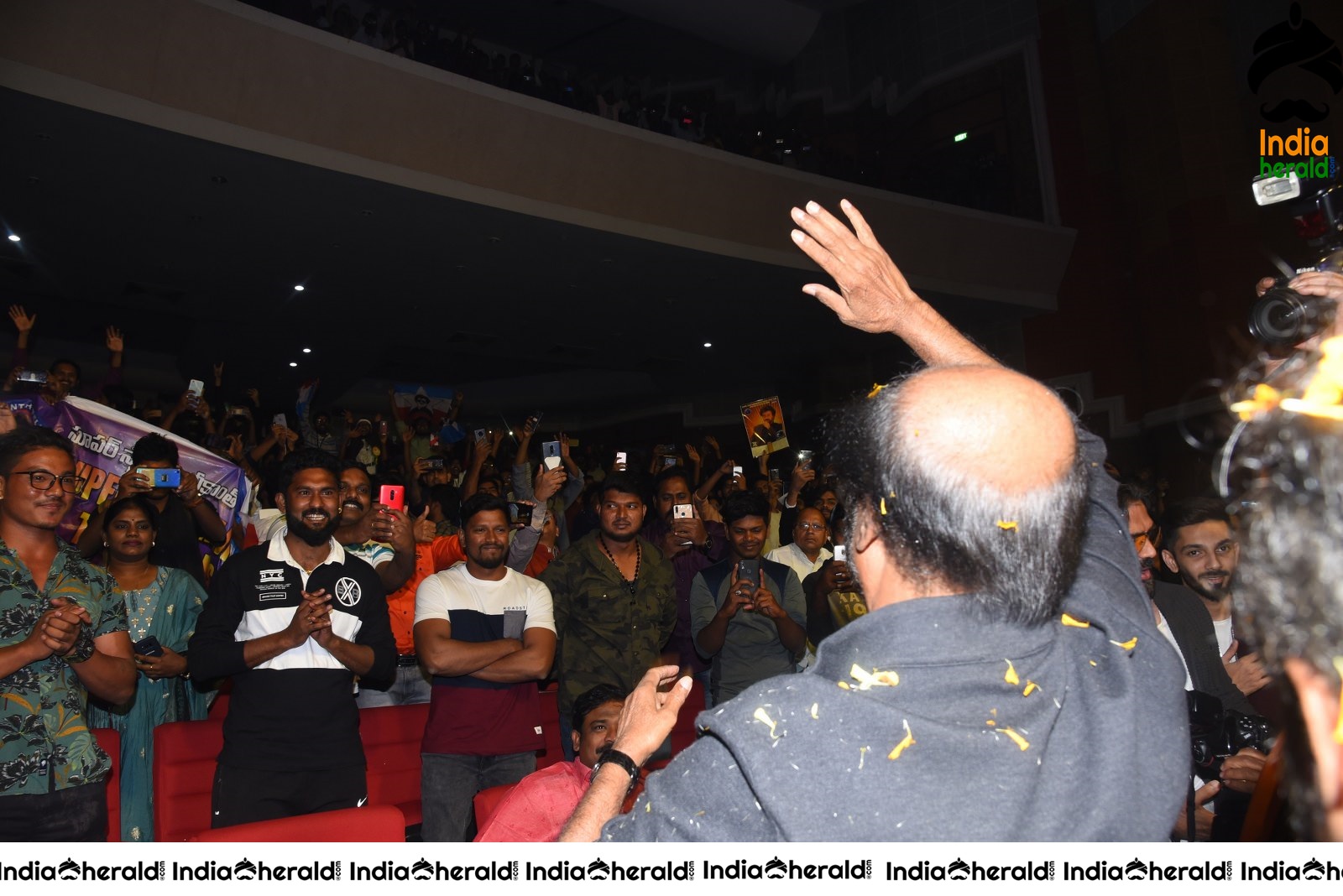 Actor Rajini waves to his Fans who gathered in large numbers Set 2
