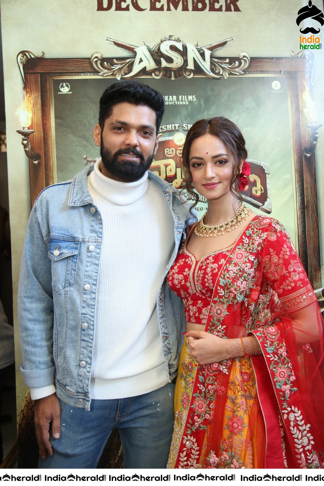 Actor Rakshit Shetty Poses along with Shanvi Srivastava Set 1