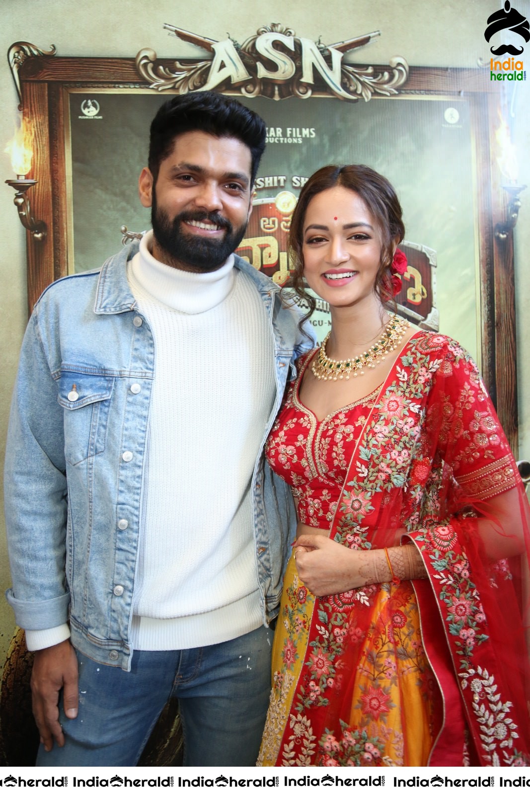 Actor Rakshit Shetty Poses along with Shanvi Srivastava Set 2