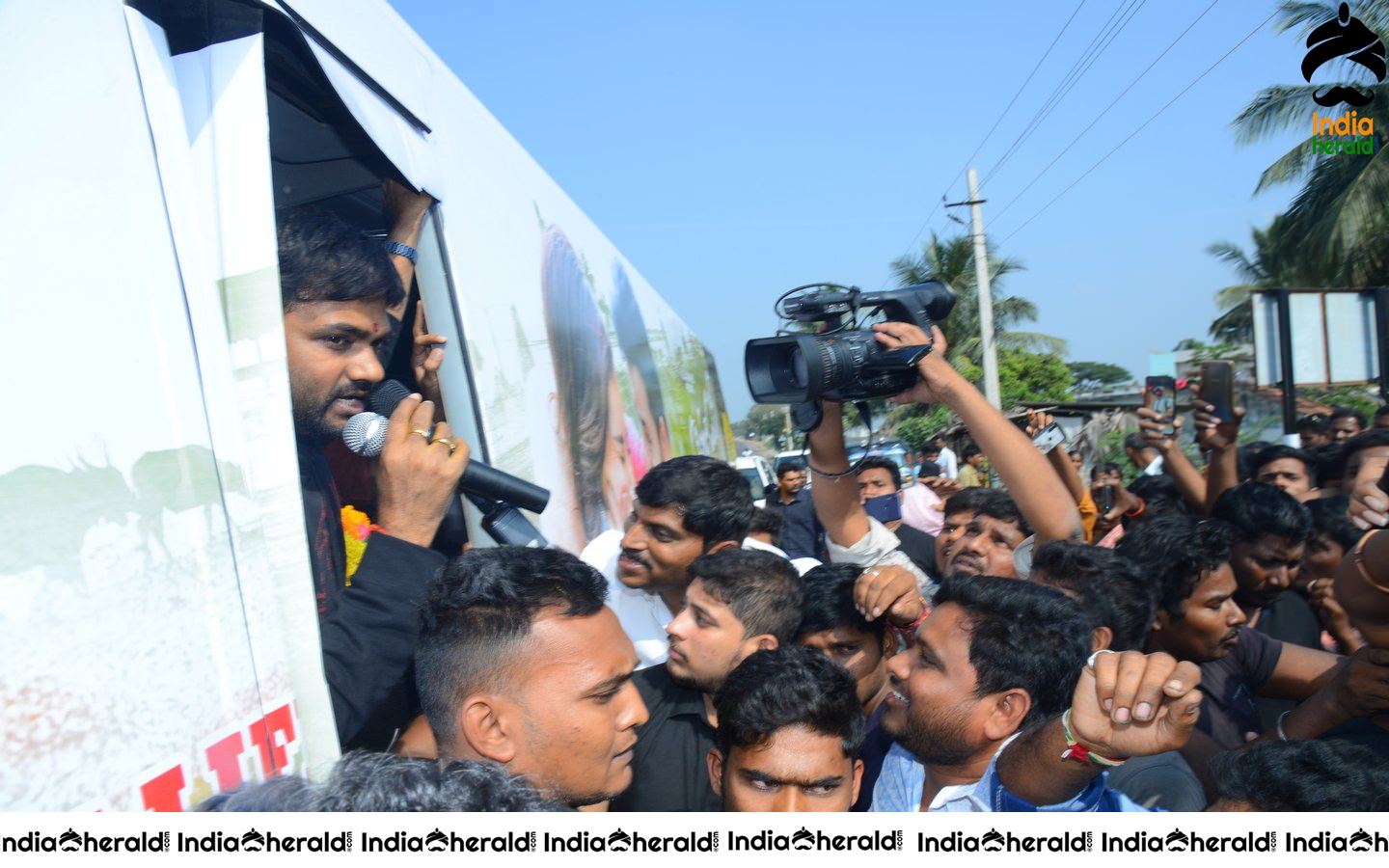 Actor Sai Dharam Tej at Anakapalli for the Promotions of Prathiroju Pandagey Set 2