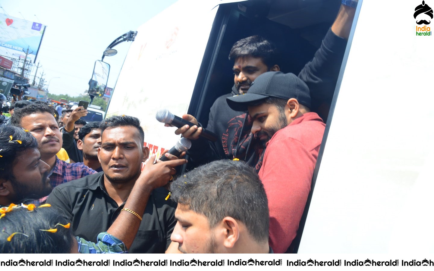 Actor Sai Dharam Tej at Prathiroju Pandagey Promotional Tour in Gajuwaka Set 2