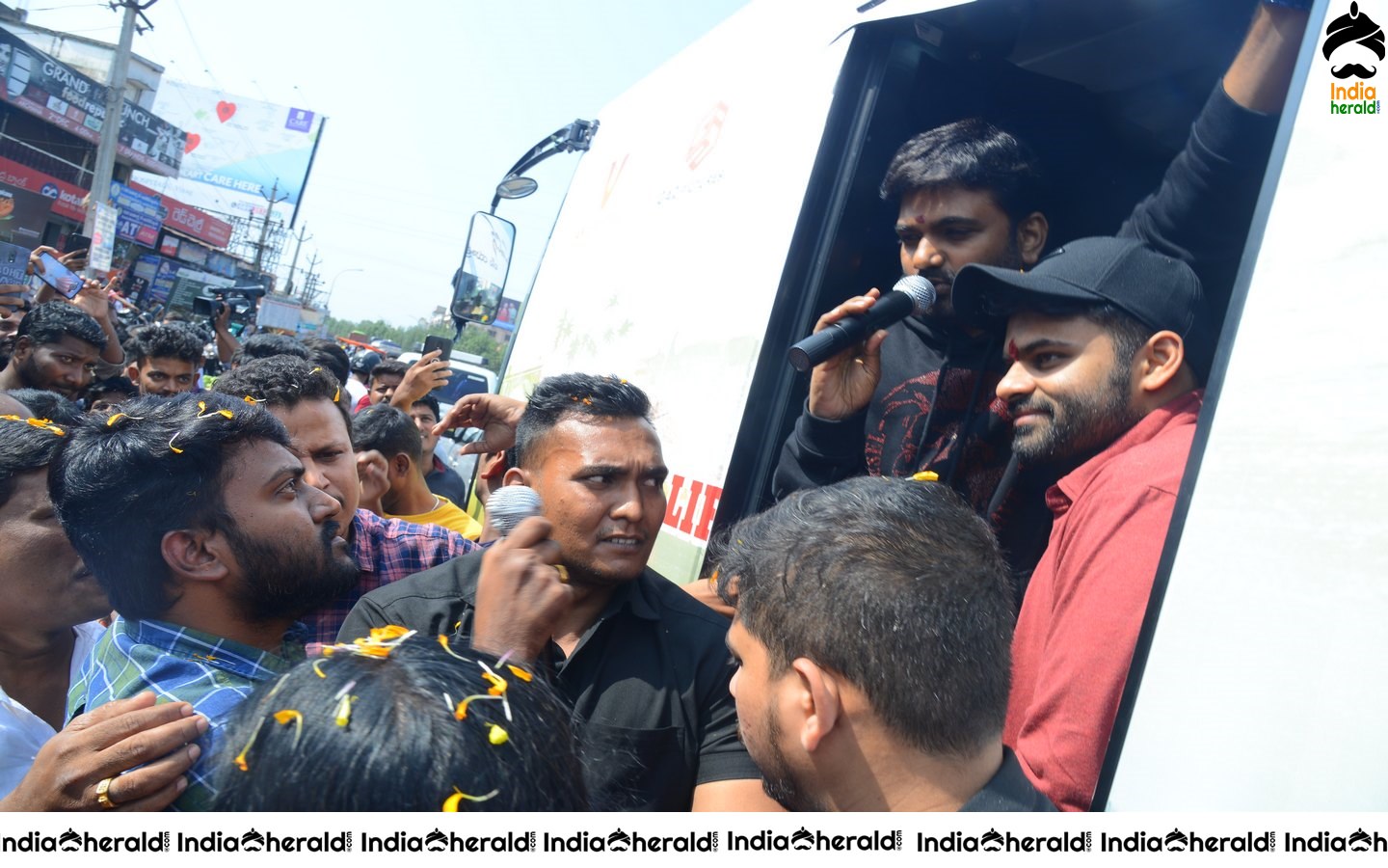 Actor Sai Dharam Tej at Prathiroju Pandagey Promotional Tour in Gajuwaka Set 2