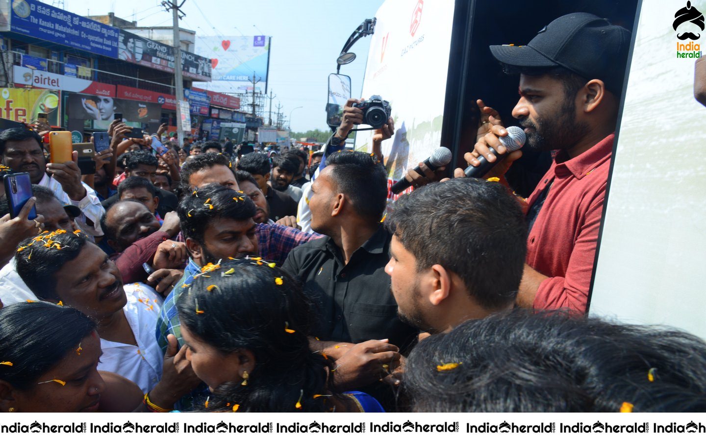 Actor Sai Dharam Tej at Prathiroju Pandagey Promotional Tour in Gajuwaka Set 2