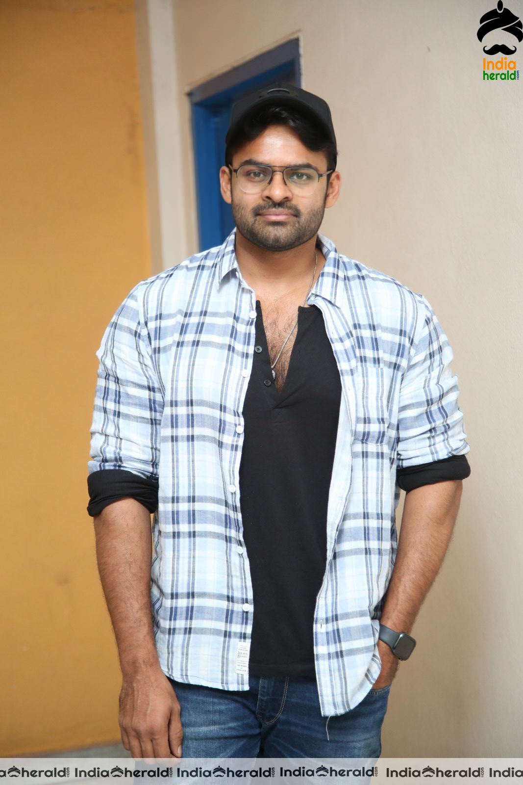 Actor Sai Dharam Tej Latest Stills at Prathi Roju Pandage Song Launch Set 2