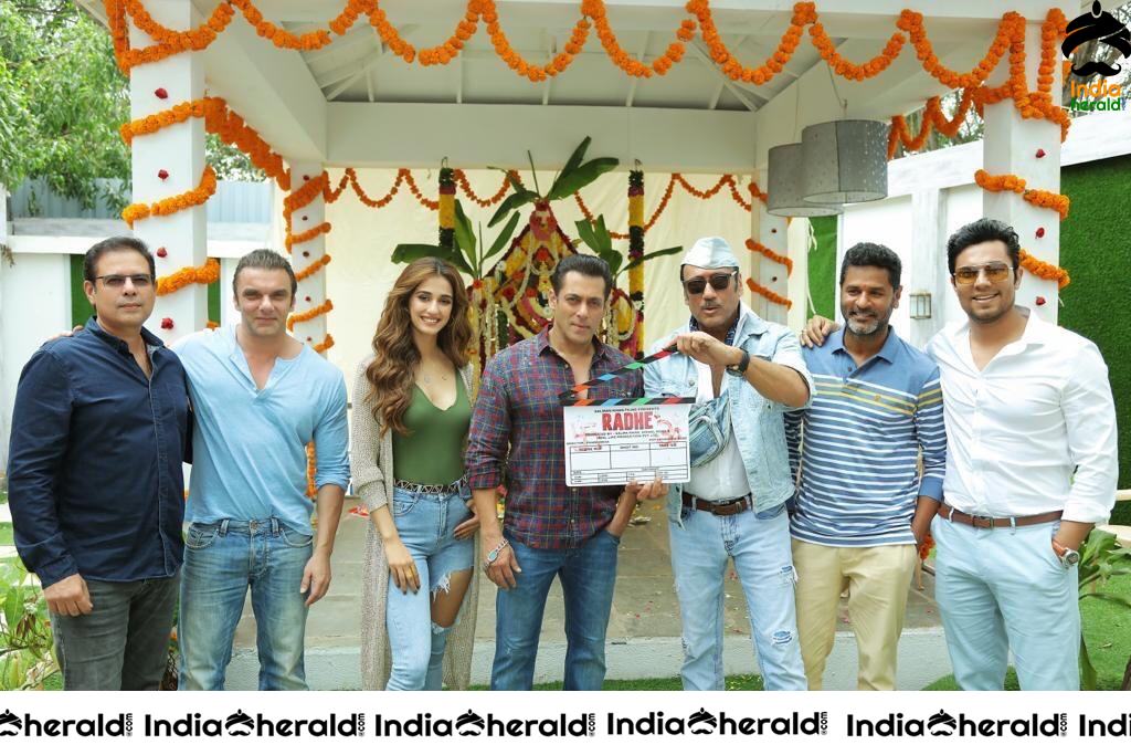 Actor Salman Khan and Disha Patani in Radhe Movie Pooja Happened at Mumbai