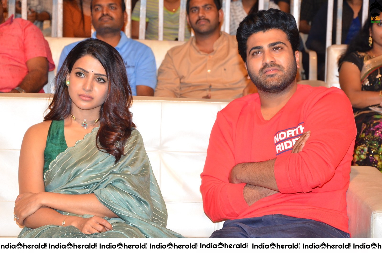 Actor Sharwanand share a hearty laughter with Samantha Akkineni