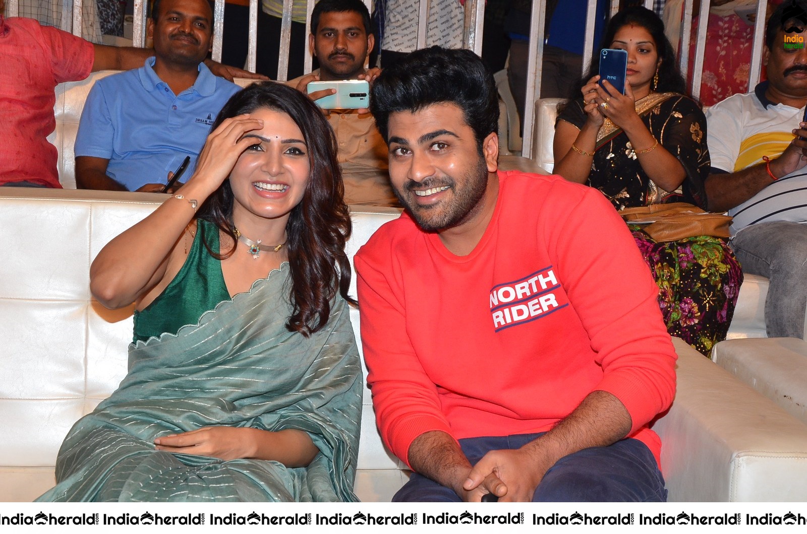 Actor Sharwanand share a hearty laughter with Samantha Akkineni