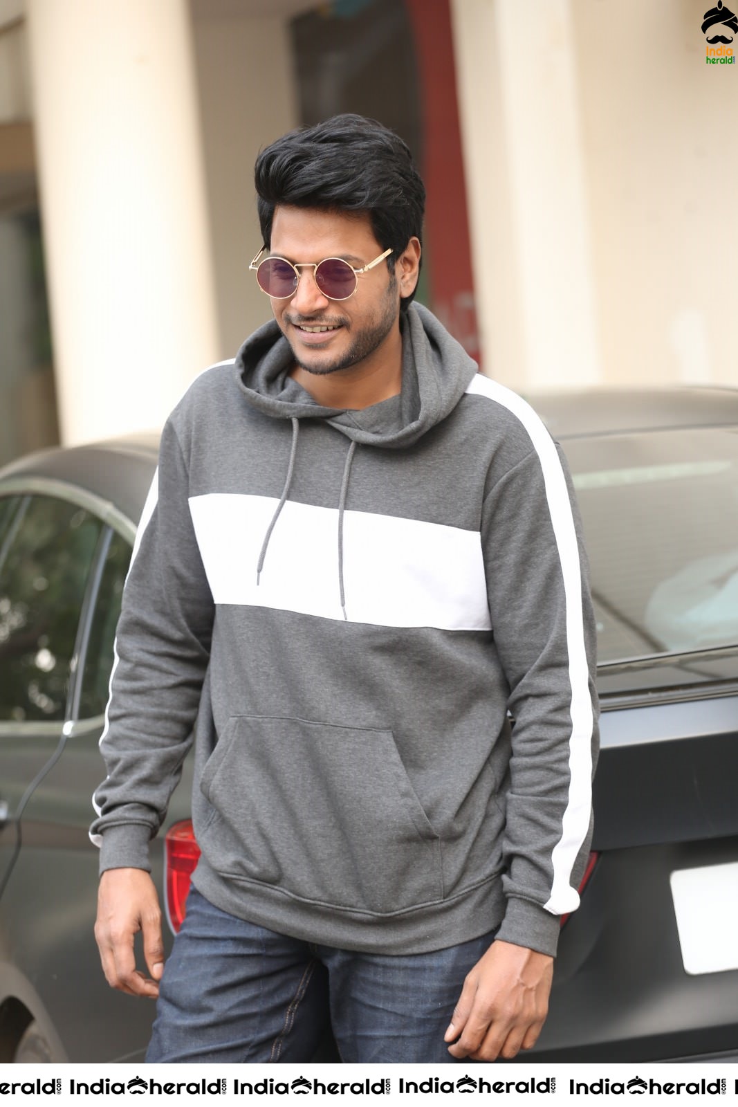 Actor Sundeep Kishan Latest Stills in a Grey Hood Set 1