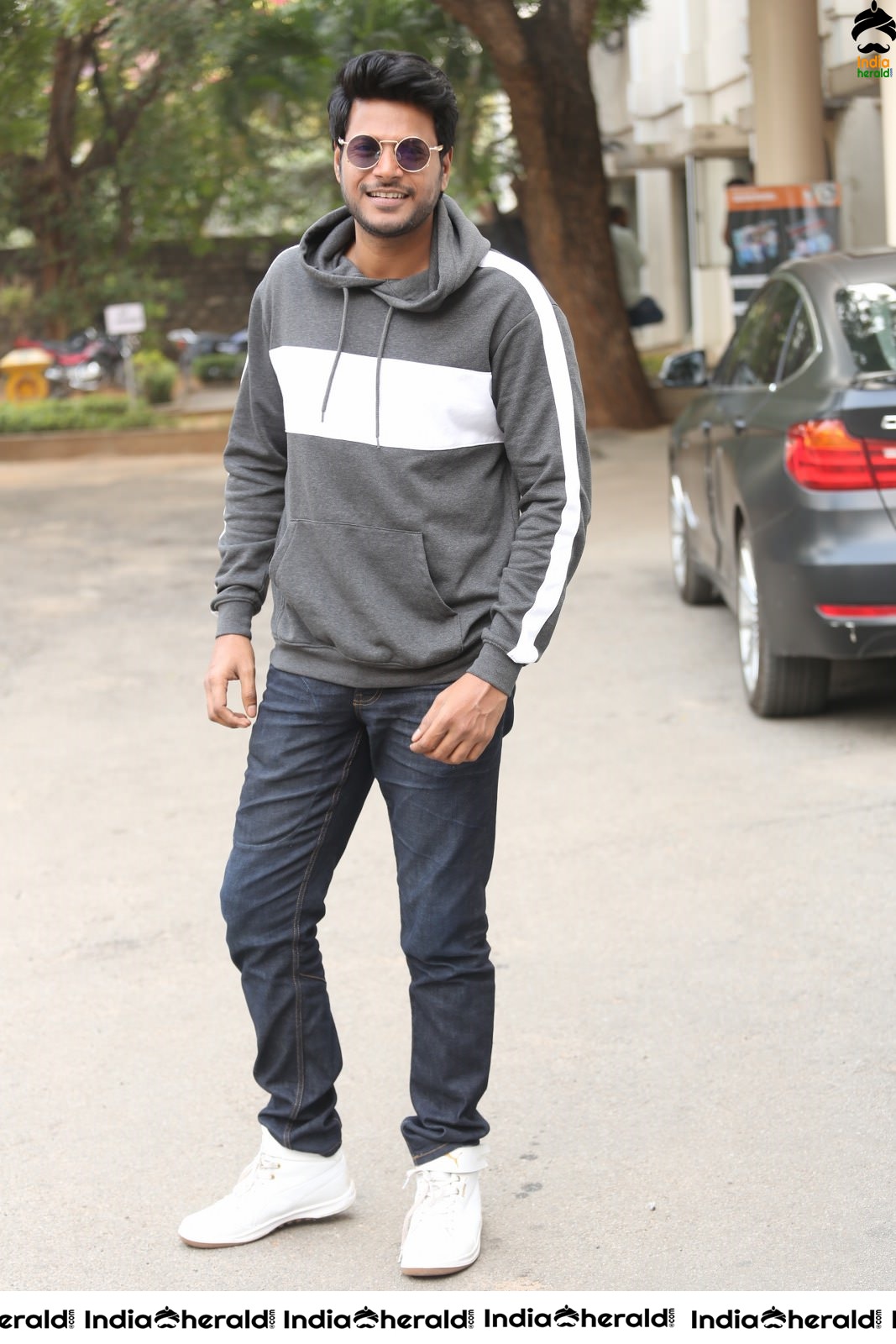 Actor Sundeep Kishan Latest Stills in a Grey Hood Set 1