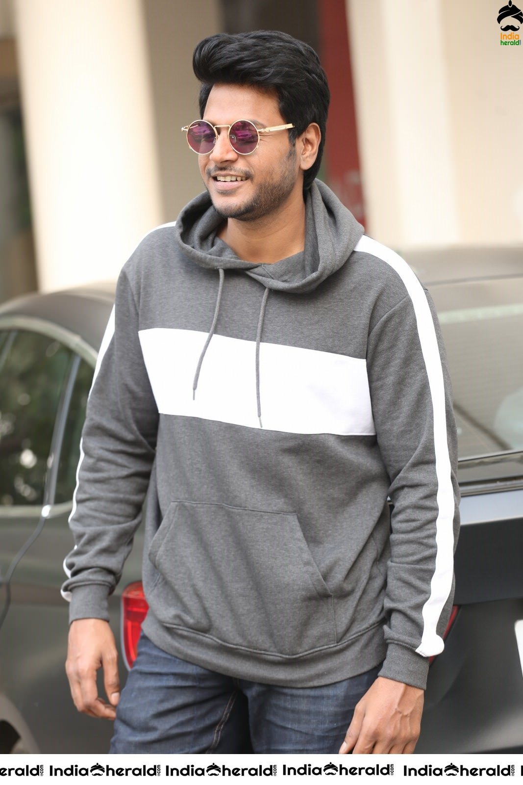 Actor Sundeep Kishan Latest Stills in a Grey Hood Set 1