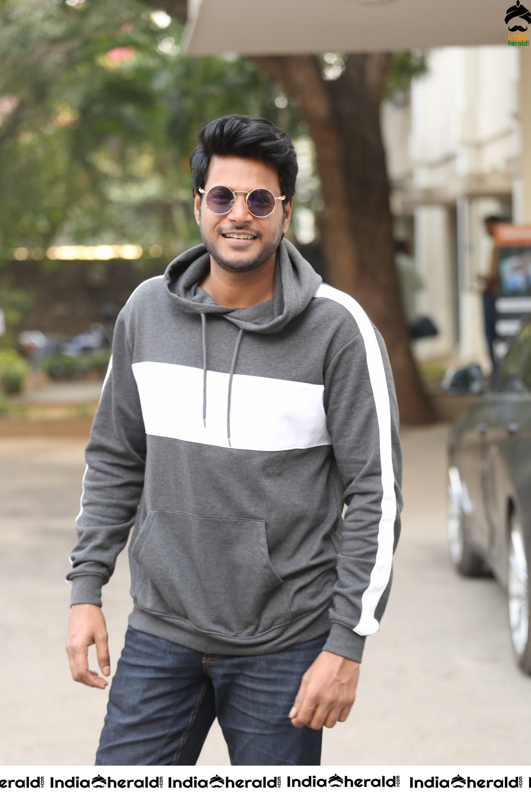 Actor Sundeep Kishan Latest Stills in a Grey Hood Set 1