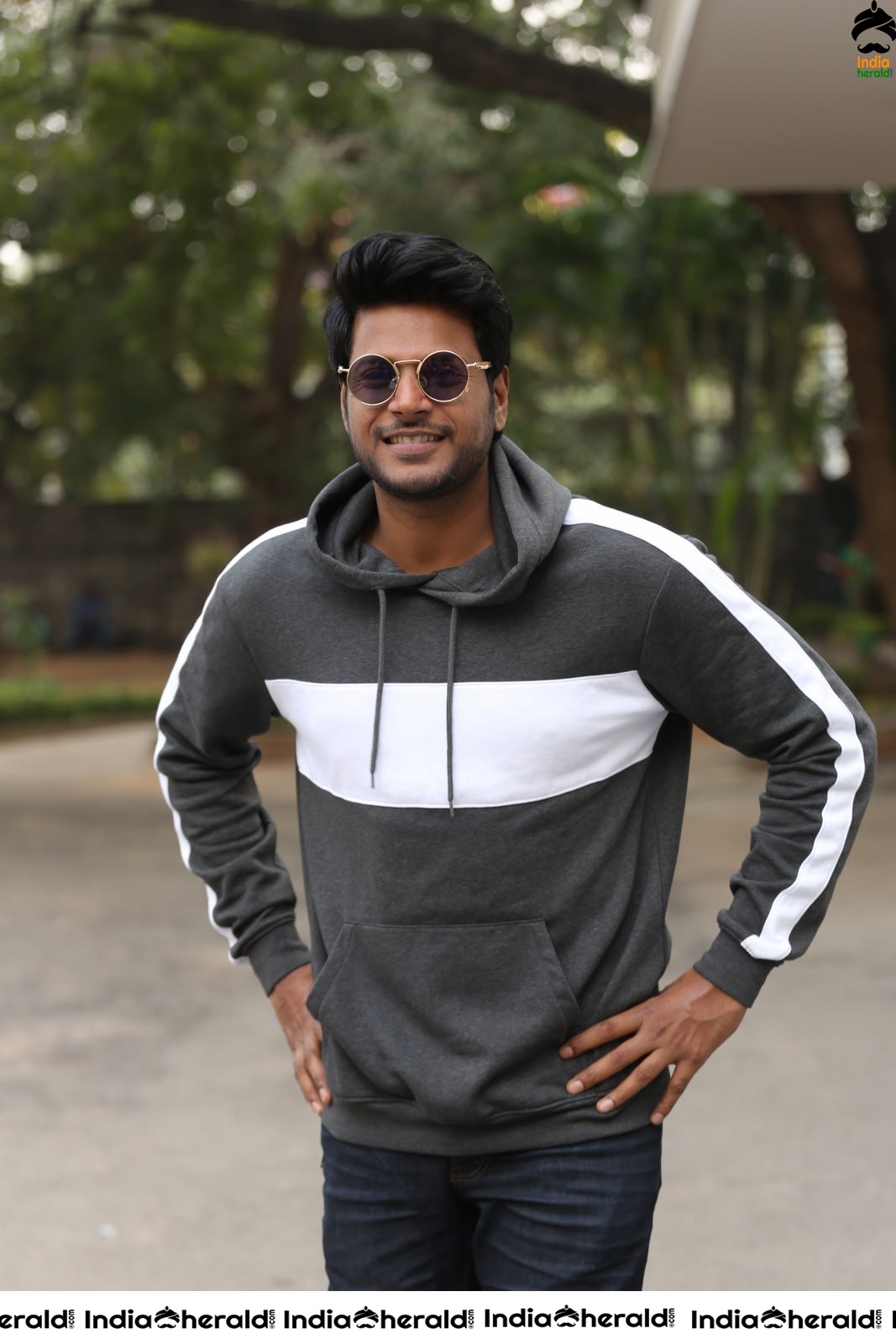 Actor Sundeep Kishan Latest Stills in a Grey Hood Set 1