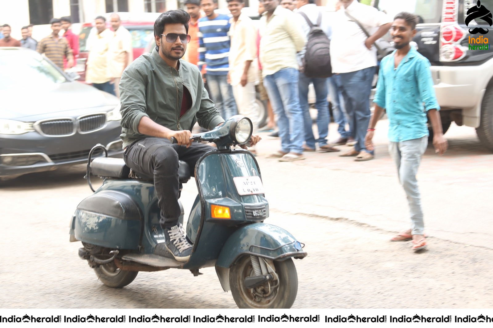 Actor Sundeep Kishan riding Scooter with HansikaMotwani