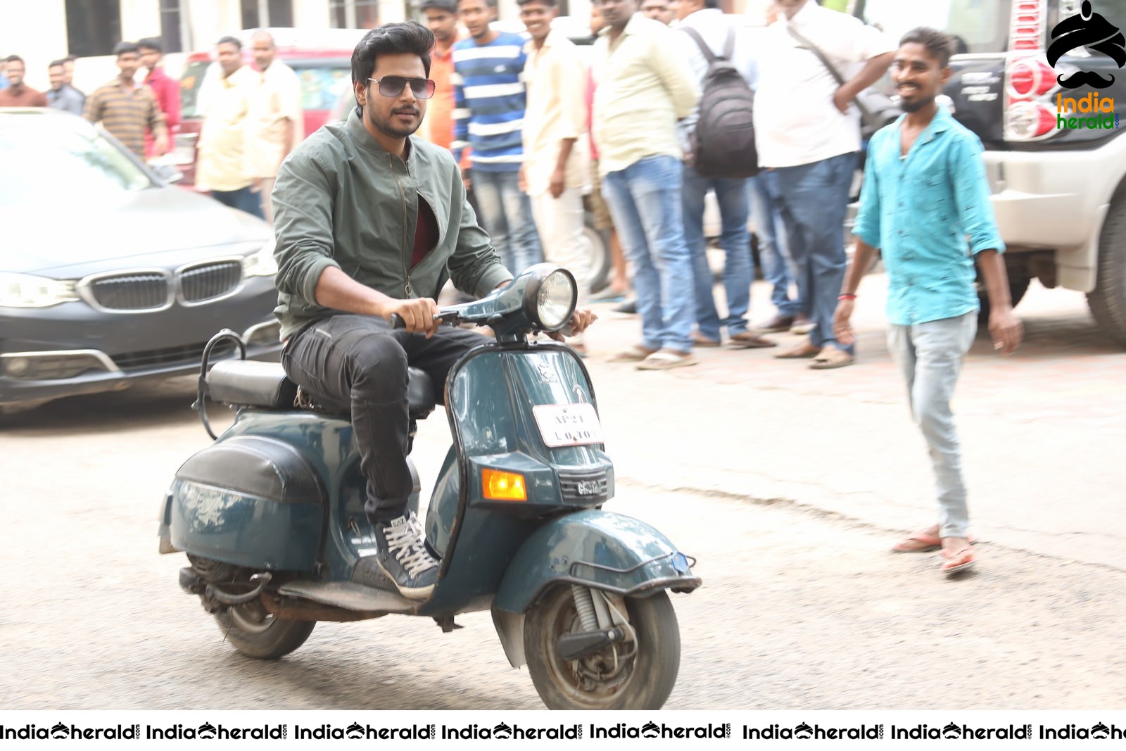 Actor Sundeep Kishan spotted while riding a scooter on the roads