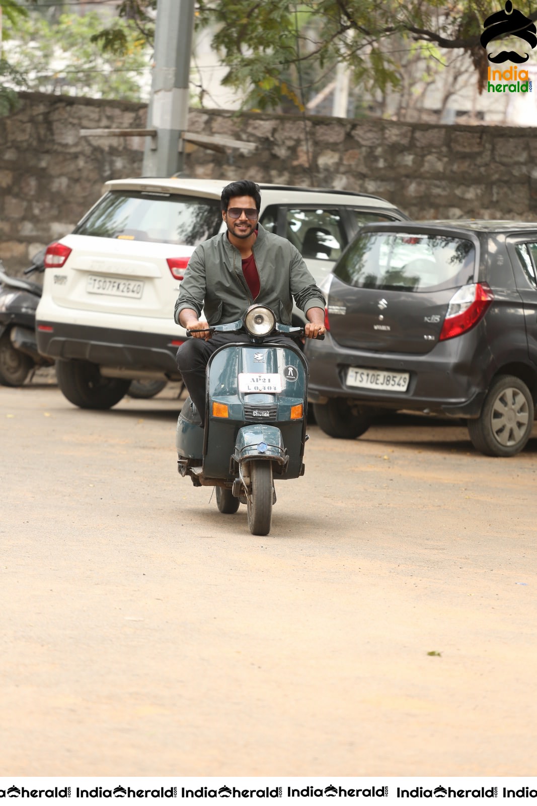 Actor Sundeep Kishan spotted while riding a scooter on the roads