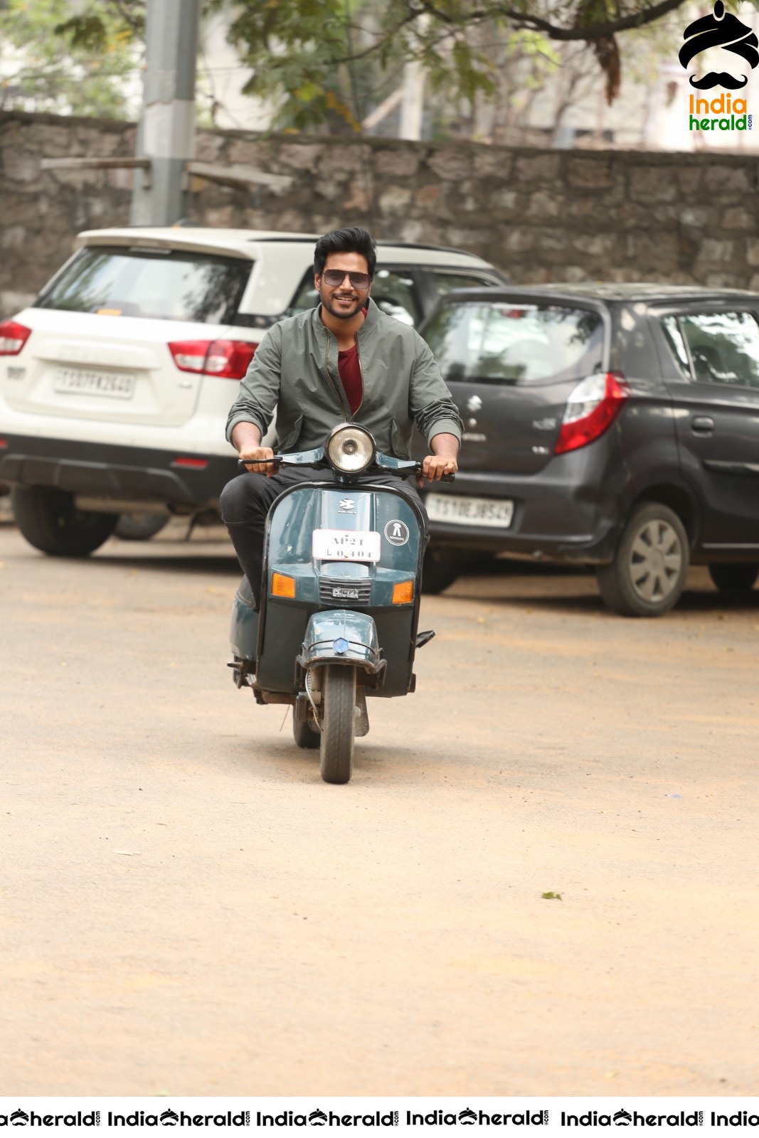 Actor Sundeep Kishan spotted while riding a scooter on the roads