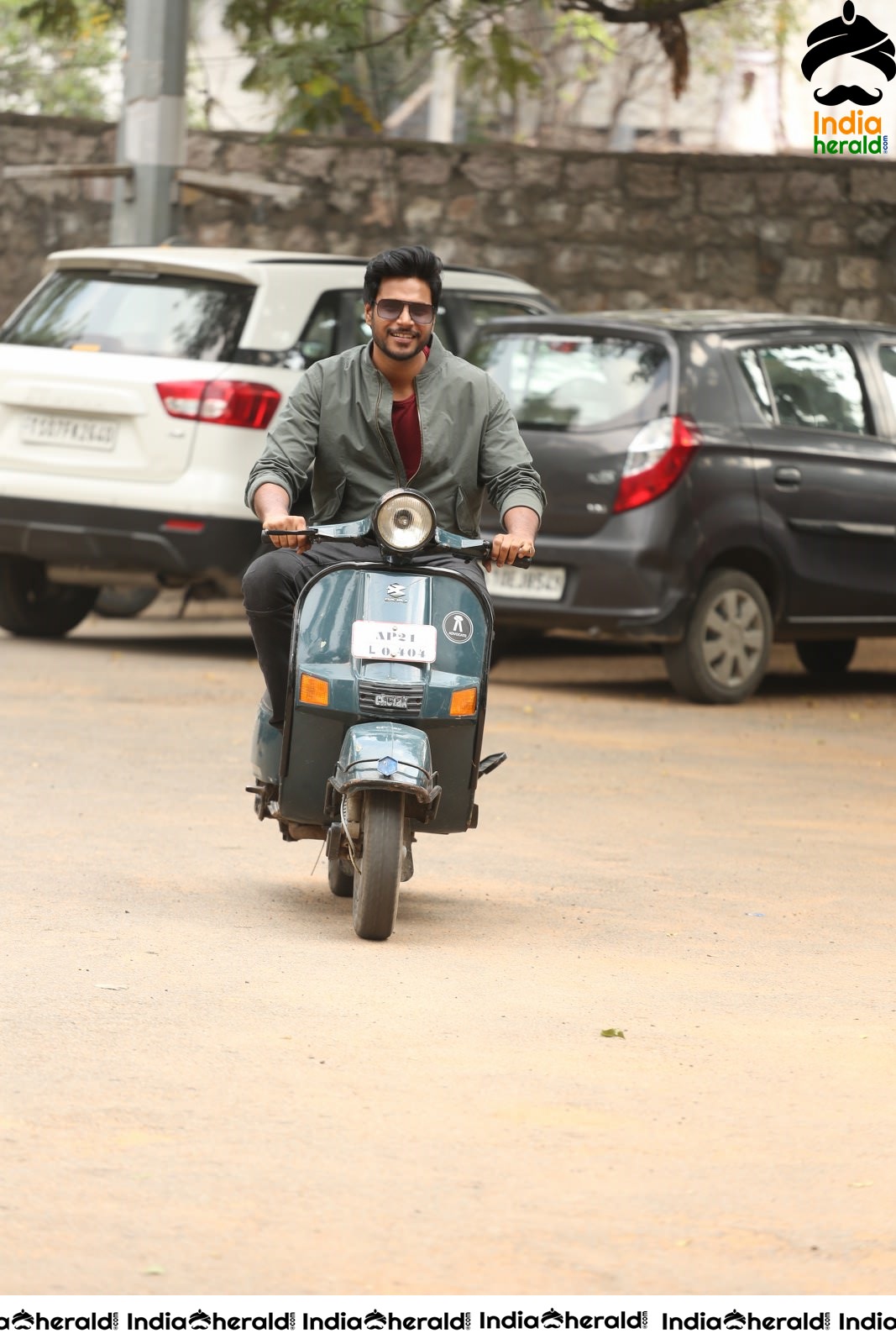 Actor Sundeep Kishan spotted while riding a scooter on the roads