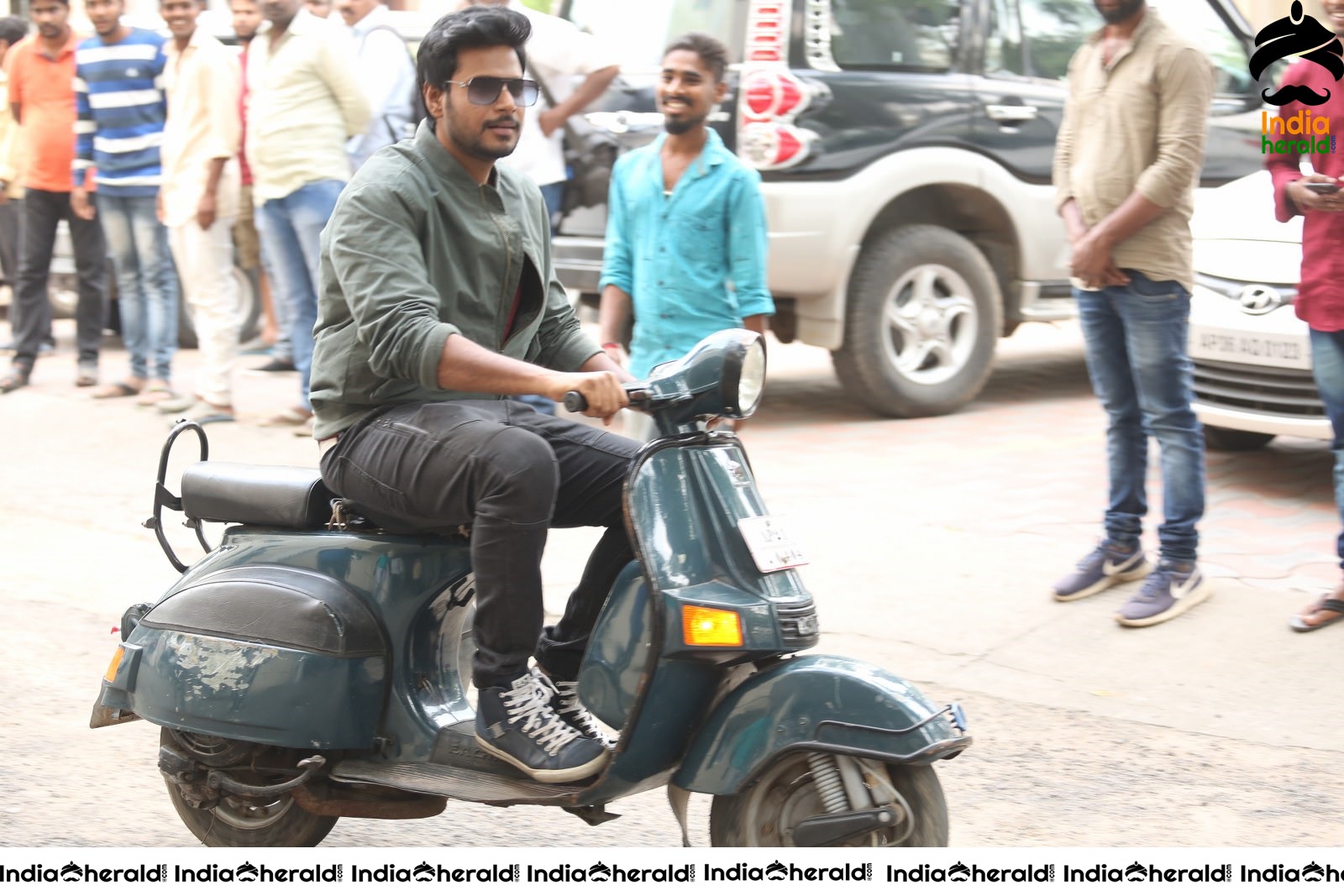 Actor Sundeep Kishan spotted while riding a scooter on the roads