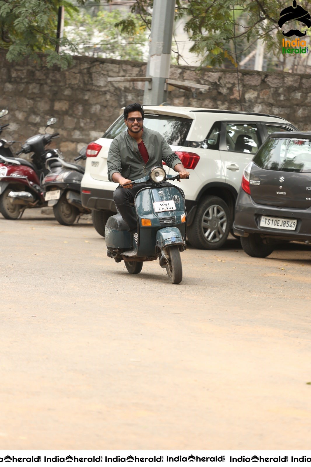 Actor Sundeep Kishan spotted while riding a scooter on the roads