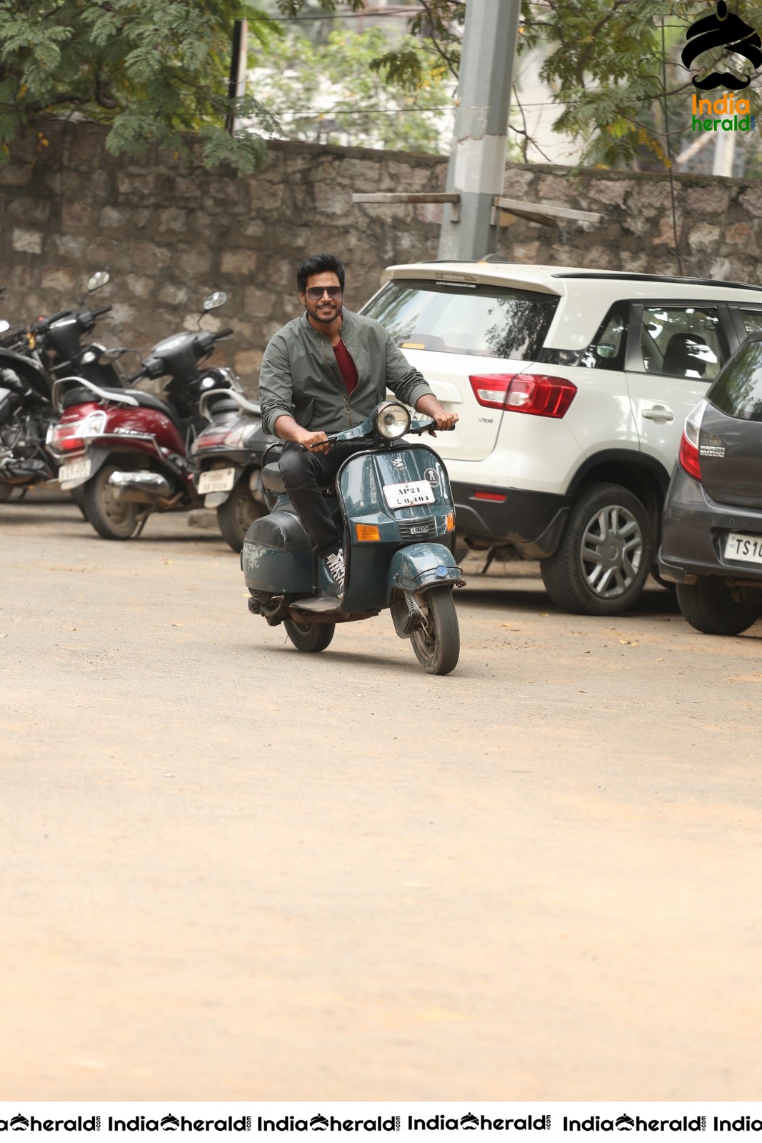 Actor Sundeep Kishan spotted while riding a scooter on the roads