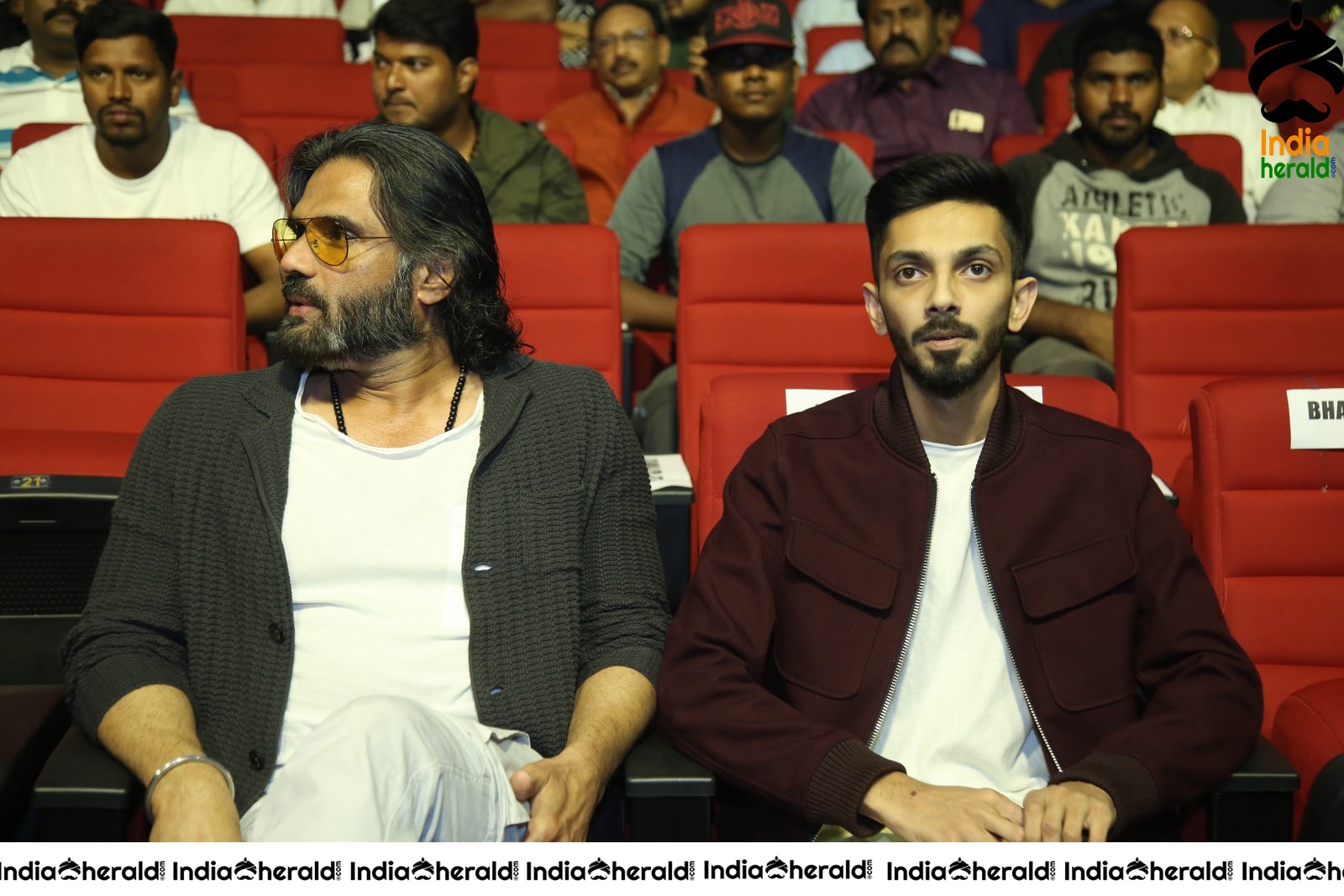 Actor Sunil Shetty Photos along with Music Composer Anirudh Set 1