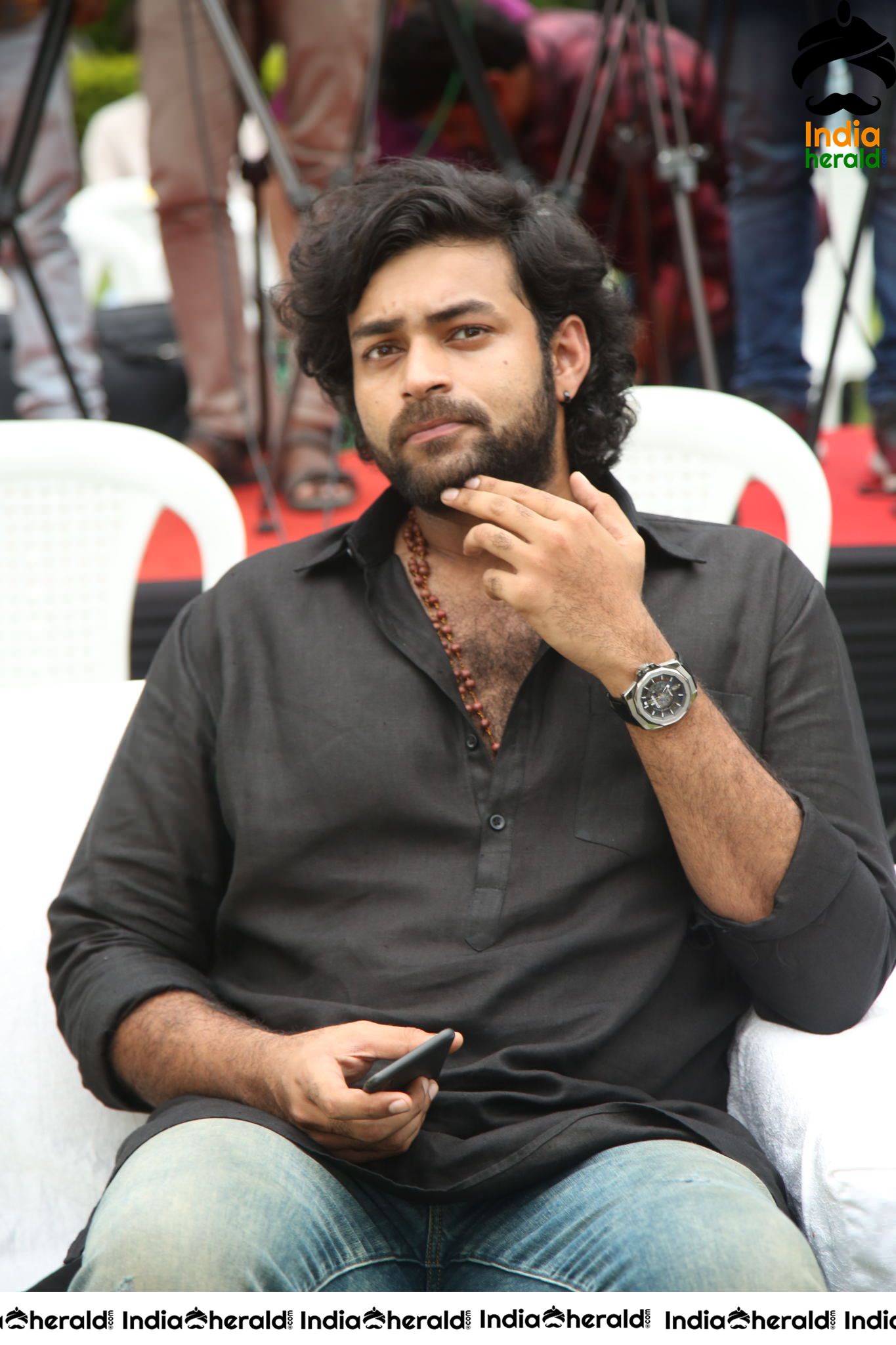 Actor Varun Tej Looking Dapper In Black At Valmiki Press Meet Set 1