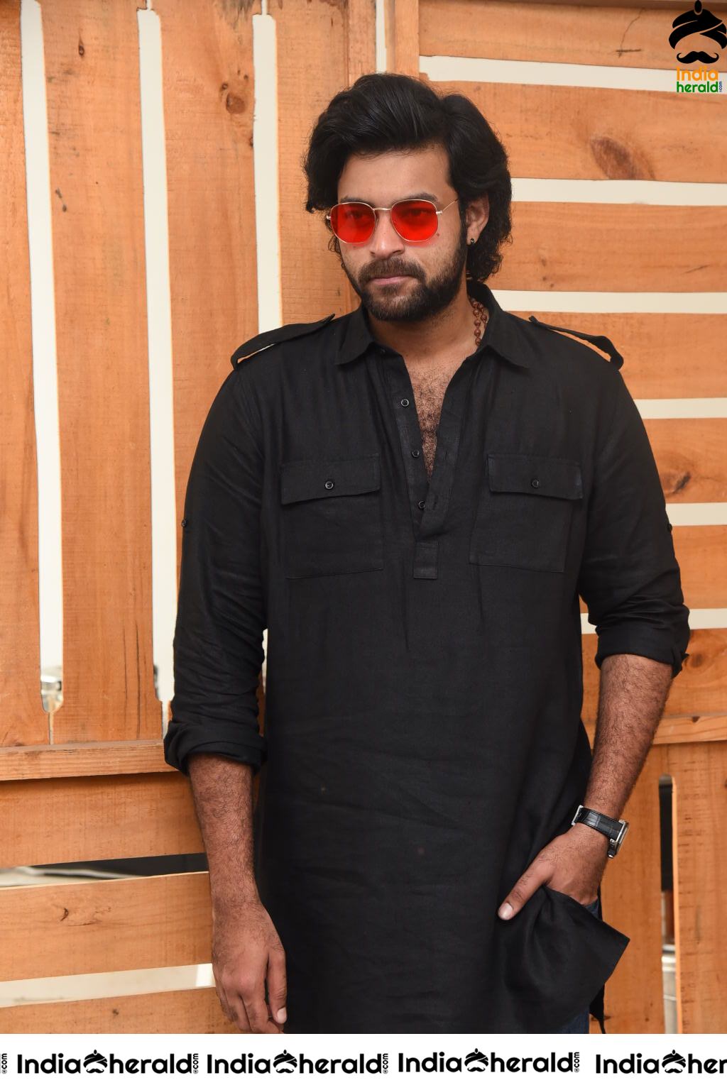 Actor Varun Tej Looking Dashing in Black and Red Coolers Set 2