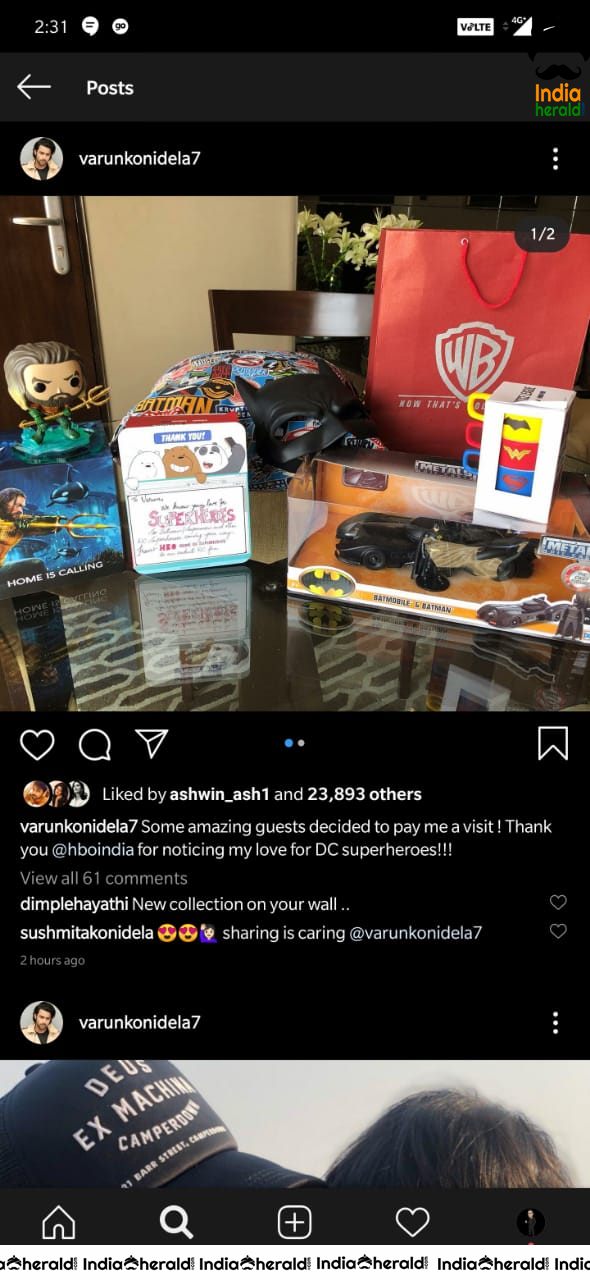 Actor Varun Tej Receives of Official Merchandise of DC Superheroes from HBO