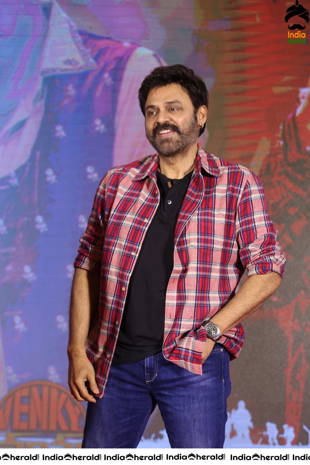 Actor Venkatesh Looking Dapper during Venky Mama Meet Set 1