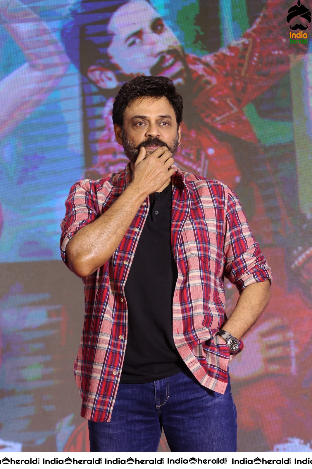 Actor Venkatesh Looking Dapper during Venky Mama Meet Set 1