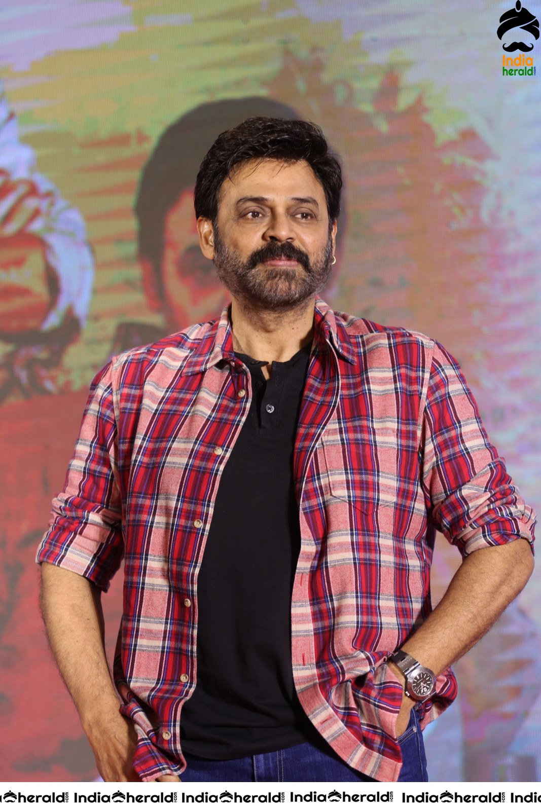 Actor Venkatesh Looking Dapper during Venky Mama Meet Set 1