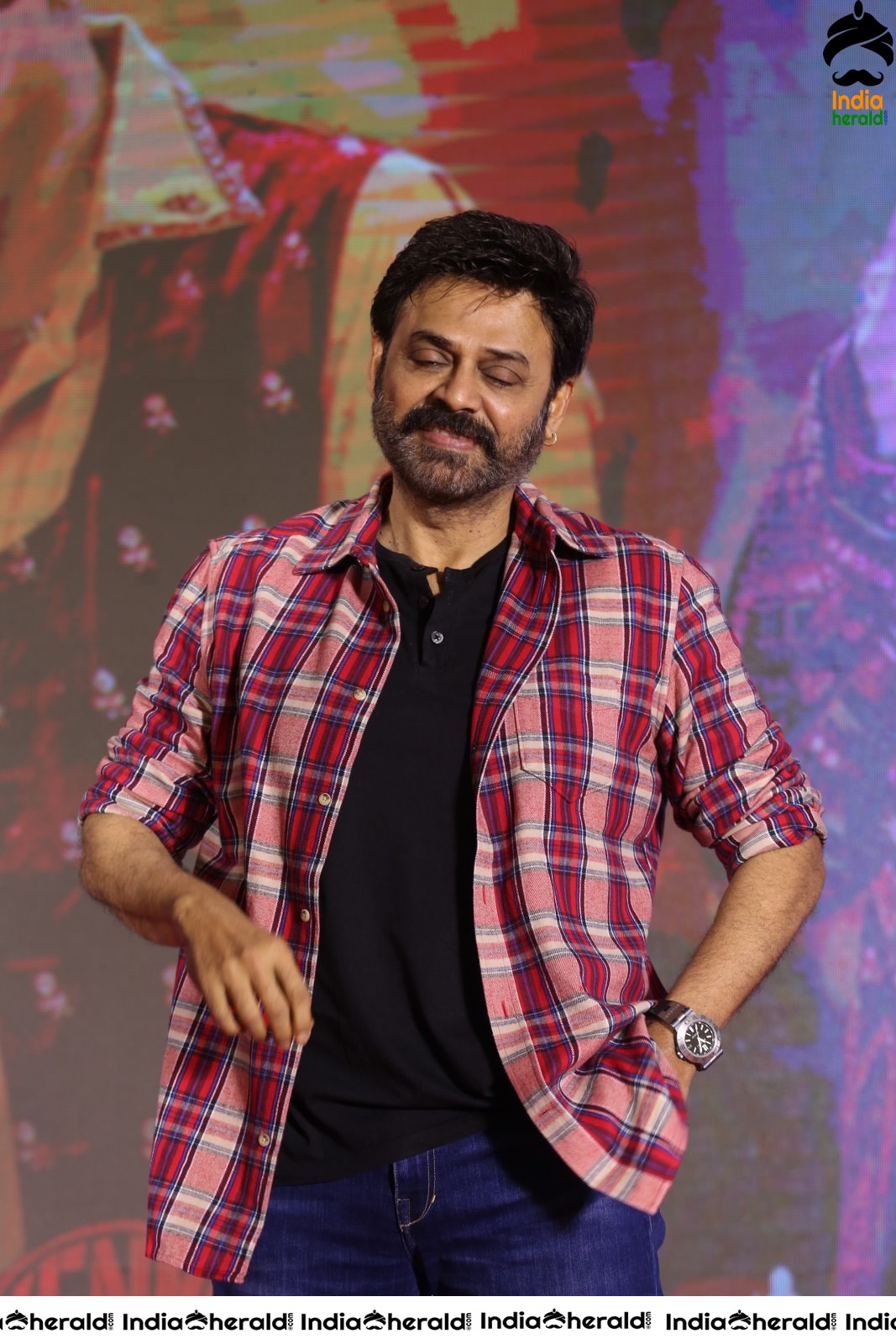 Actor Venkatesh Looking Dapper during Venky Mama Meet Set 1