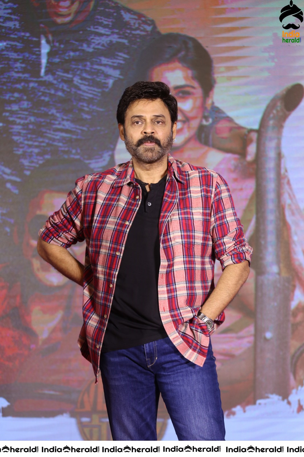 Actor Venkatesh Looking Dapper during Venky Mama Meet Set 1