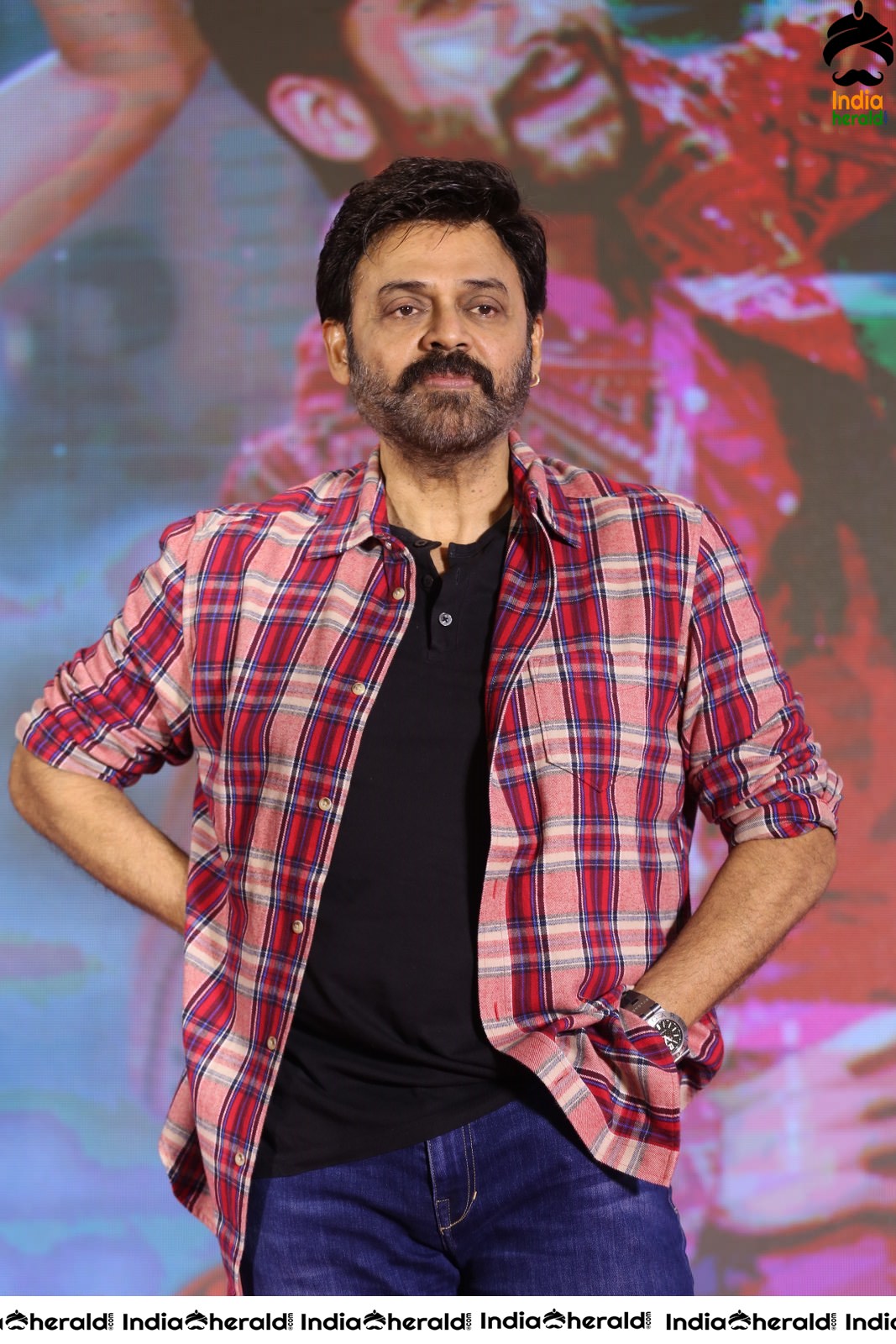 Actor Venkatesh Looking Dapper during Venky Mama Meet Set 1