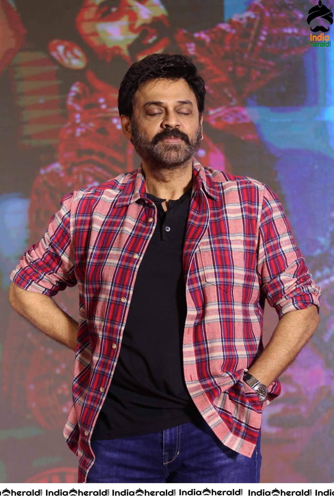 Actor Venkatesh Looking Dapper during Venky Mama Meet Set 1