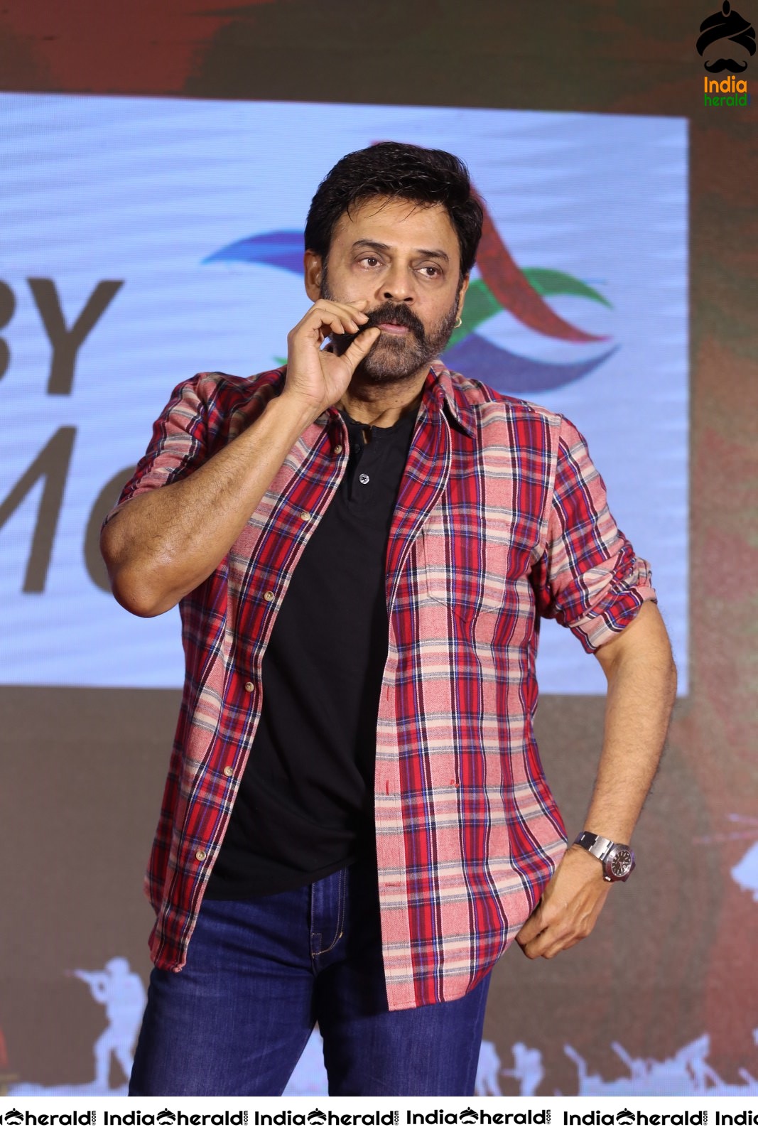 Actor Venkatesh Looking Dapper during Venky Mama Meet Set 2