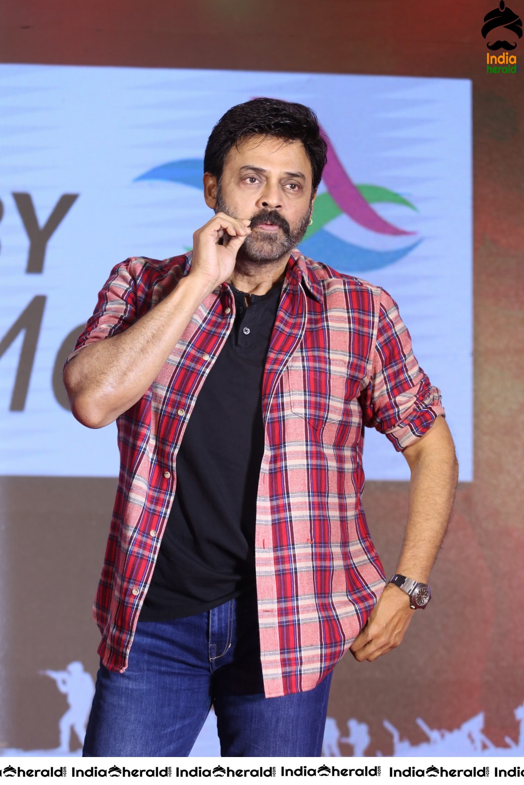 Actor Venkatesh Looking Dapper during Venky Mama Meet Set 2