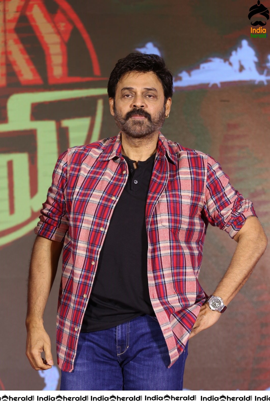 Actor Venkatesh Looking Dapper during Venky Mama Meet Set 2