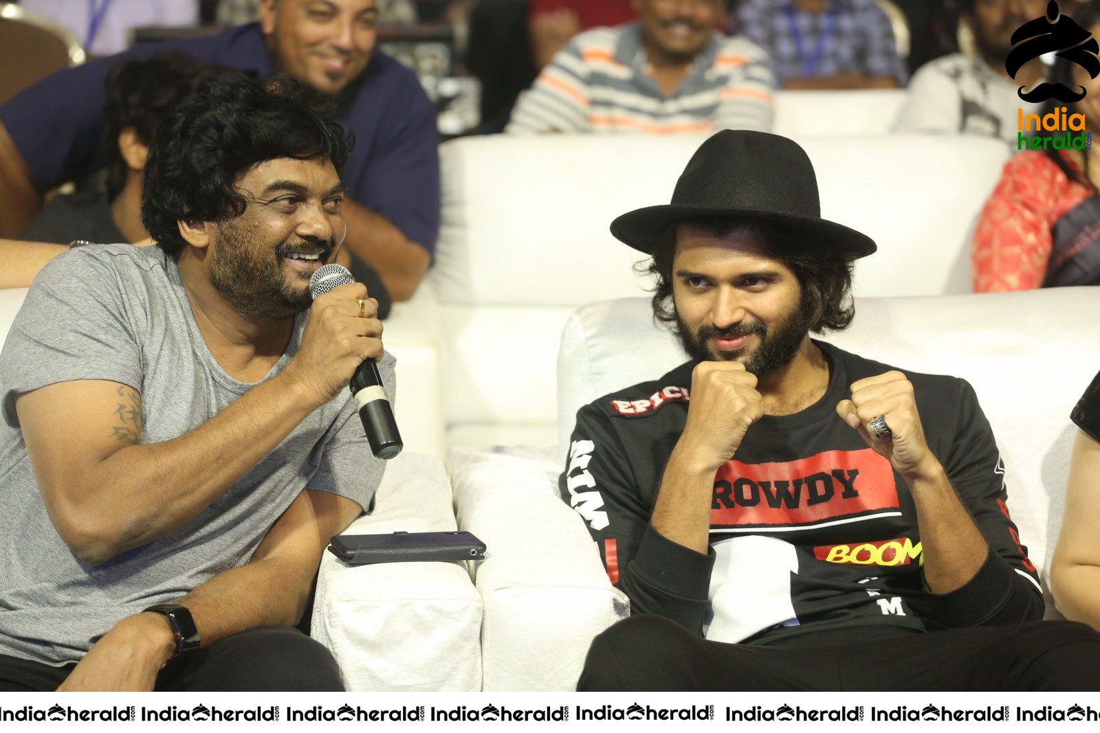 Actor Vijay Deverakonda and Director Puri Jagannadh Share a lighter moment with Charmee