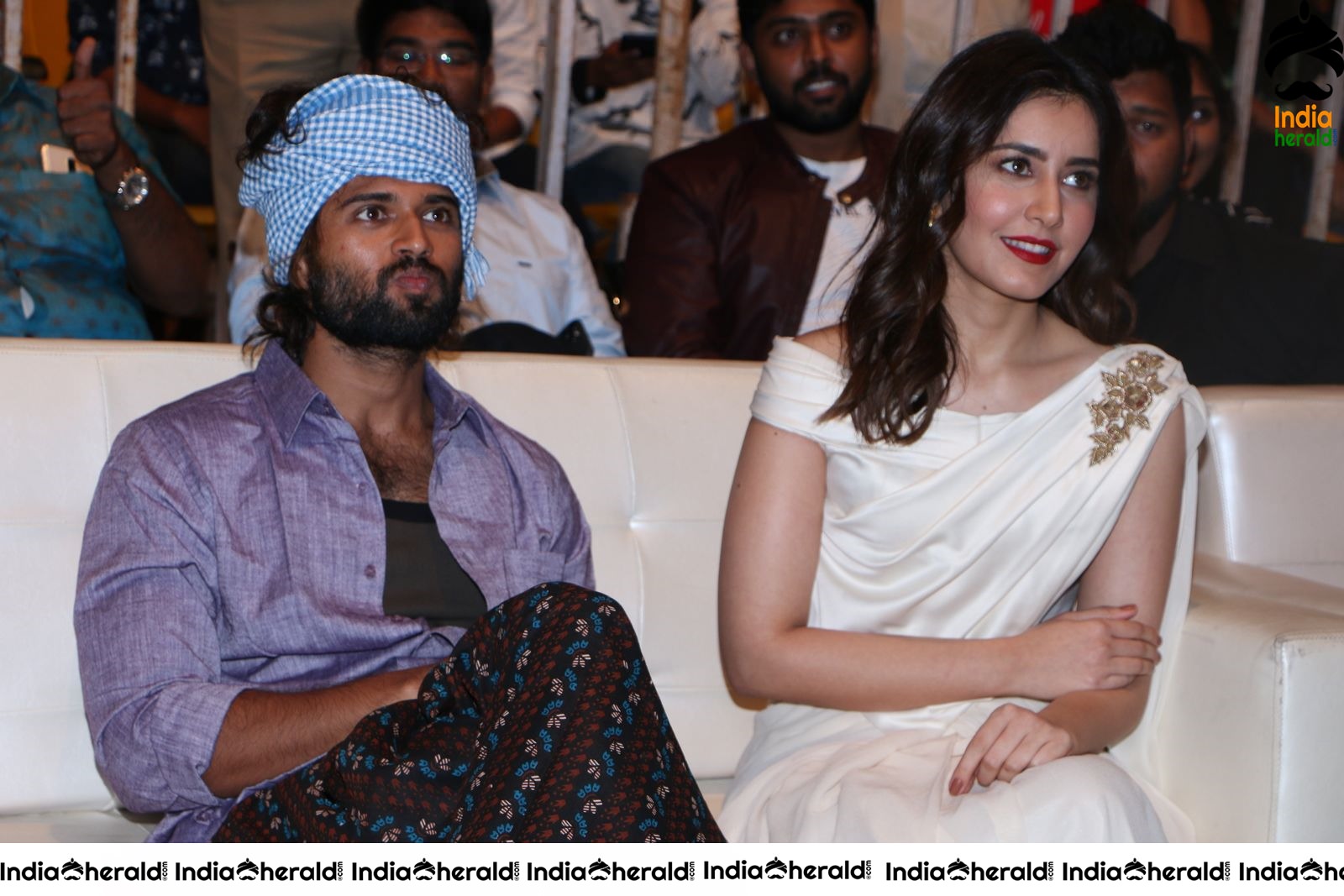 Actor Vijay Deverakonda has a Chit Chat with Raashi Khanna during WFL event at Vizag