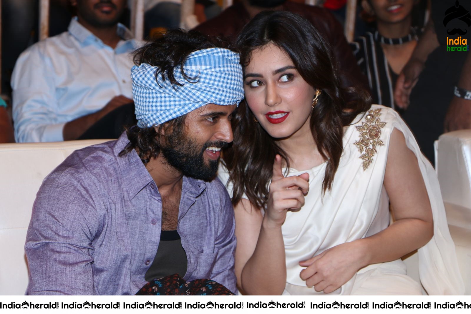 Actor Vijay Deverakonda has a Chit Chat with Raashi Khanna during WFL event at Vizag