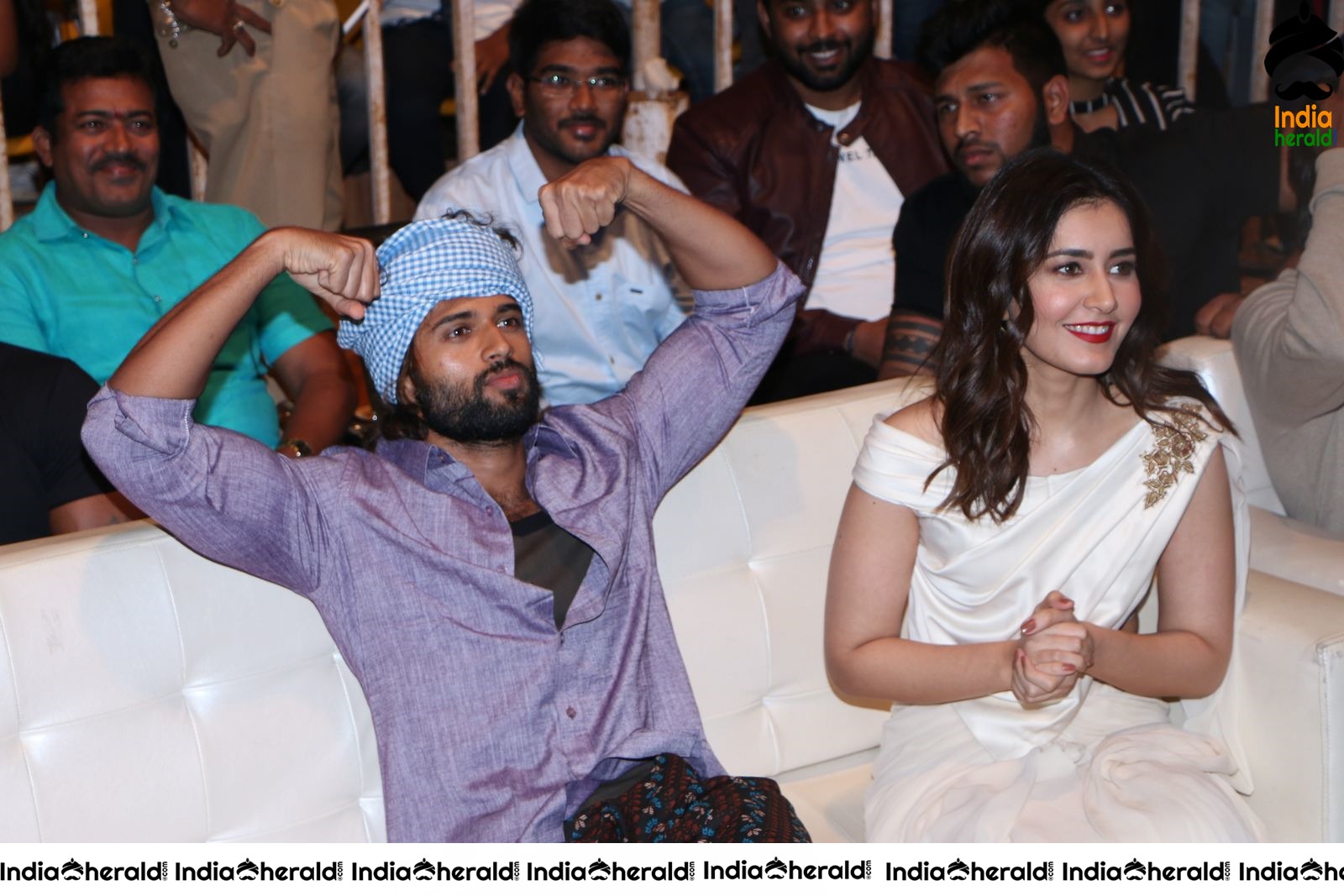 Actor Vijay Deverakonda has a Chit Chat with Raashi Khanna during WFL event at Vizag