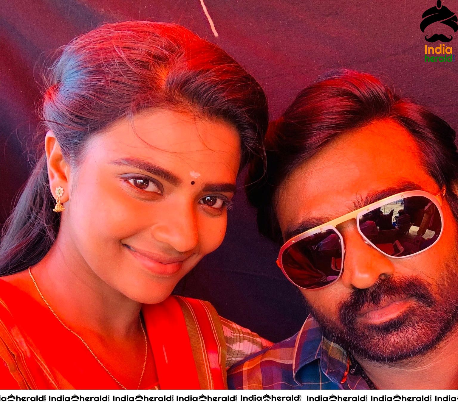 Actor Vijay Sethupathi with Aishwarya Rajesh from the sets of Ka Pae Ranasingam